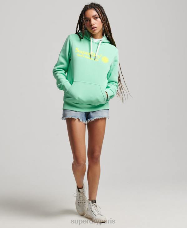 Superdry femmes sweat à capuche vintage D64Z2315 vêtements vert
