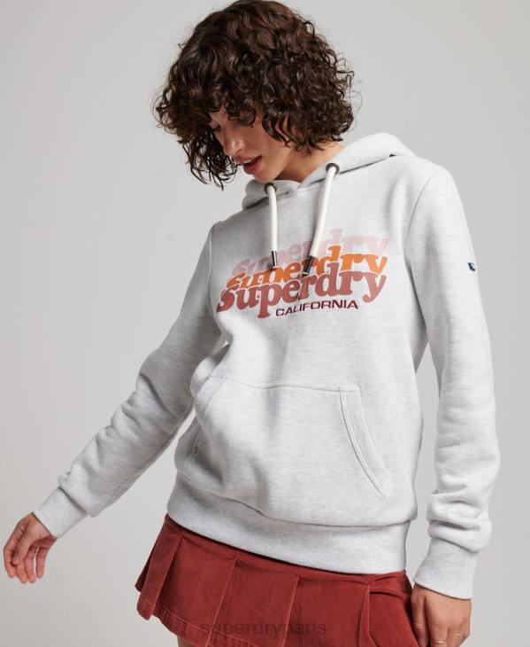 Superdry femmes sweat à capuche vintage avec remplissage scénarisé D64Z2223 vêtements gris clair
