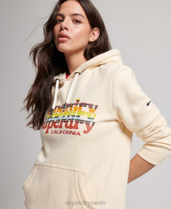 Superdry femmes sweat à capuche vintage avec remplissage scénarisé D64Z2304 vêtements blanc