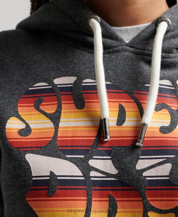 Superdry femmes sweat à capuche vintage avec remplissage scénarisé D64Z3406 vêtements gris foncé