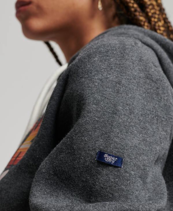Superdry femmes sweat à capuche vintage avec remplissage scénarisé D64Z3406 vêtements gris foncé