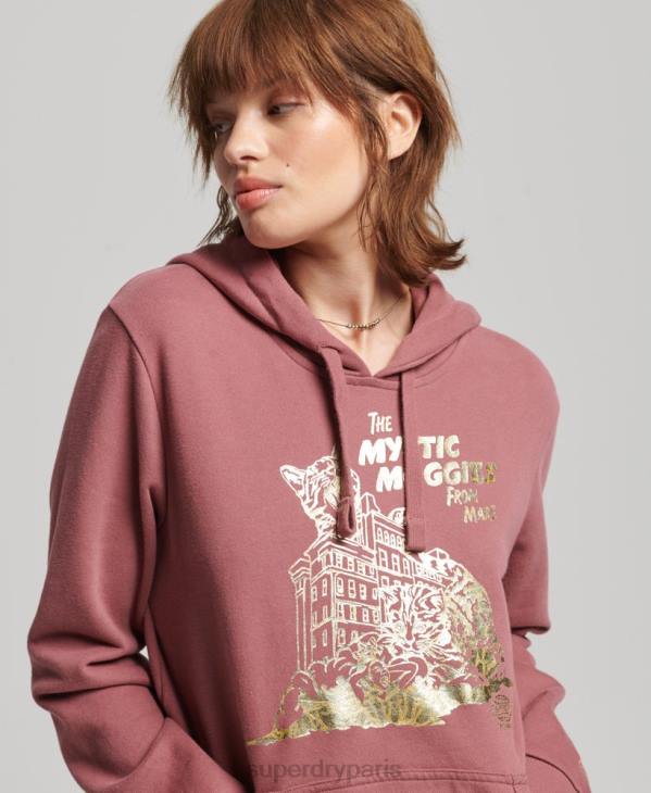 Superdry femmes sweat à capuche vintage b-movie D64Z5774 vêtements rose