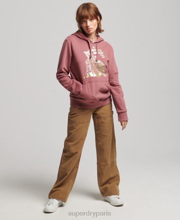 Superdry femmes sweat à capuche vintage b-movie D64Z5774 vêtements rose