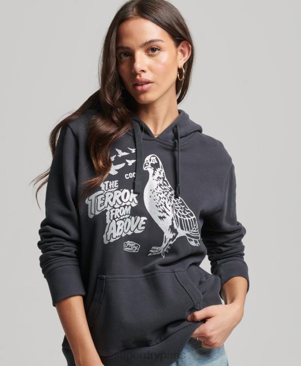 Superdry femmes sweat à capuche vintage b-movie D64Z6097 vêtements gris foncé