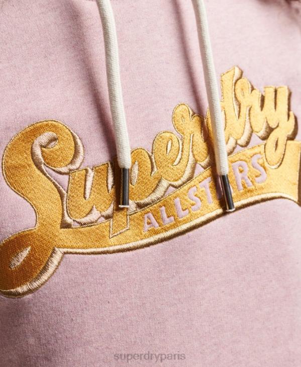 Superdry femmes sweat à capuche vintage collégial scénarisé D64Z2281 vêtements rose