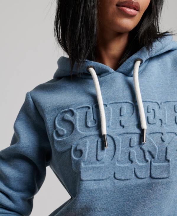 Superdry femmes sweat à capuche vintage cooper D64Z2241 vêtements bleu clair