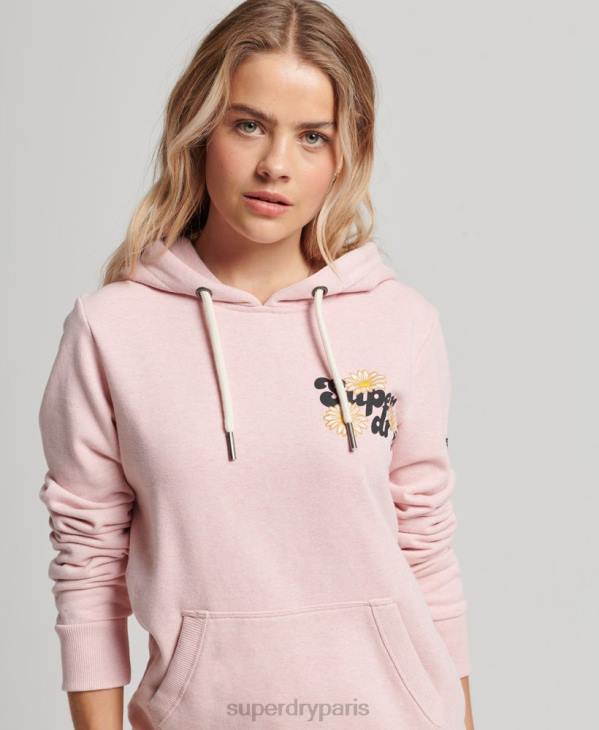 Superdry femmes sweat à capuche vintage à fleurs D64Z3408 vêtements rose