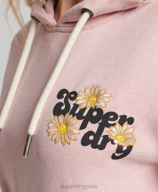 Superdry femmes sweat à capuche vintage à fleurs D64Z3408 vêtements rose