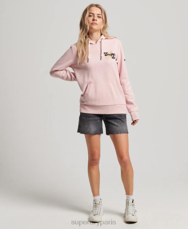 Superdry femmes sweat à capuche vintage à fleurs D64Z3408 vêtements rose