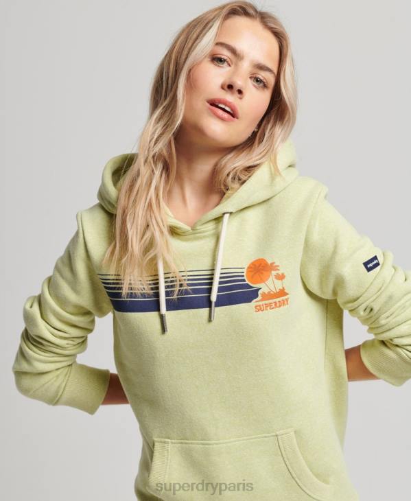 Superdry femmes sweat à capuche vintage grands espaces D64Z2168 vêtements vert