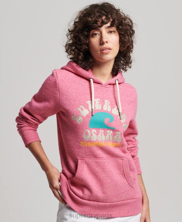 Superdry femmes sweat à capuche vintage grands espaces D64Z2257 vêtements rose