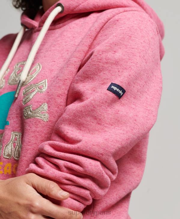 Superdry femmes sweat à capuche vintage grands espaces D64Z2257 vêtements rose