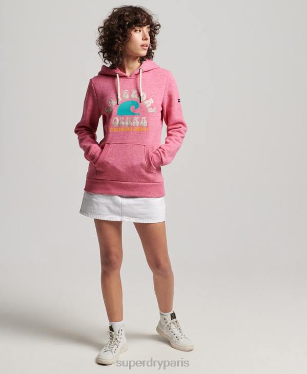 Superdry femmes sweat à capuche vintage grands espaces D64Z2257 vêtements rose