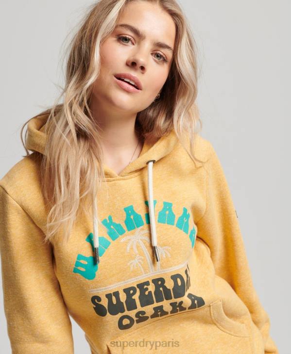 Superdry femmes sweat à capuche vintage grands espaces D64Z2258 vêtements jaune