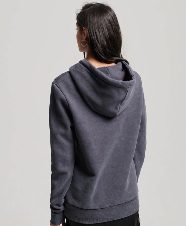 Superdry femmes sweat à capuche vintage merch store D64Z3321 vêtements gris foncé