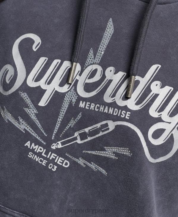 Superdry femmes sweat à capuche vintage merch store D64Z3321 vêtements gris foncé