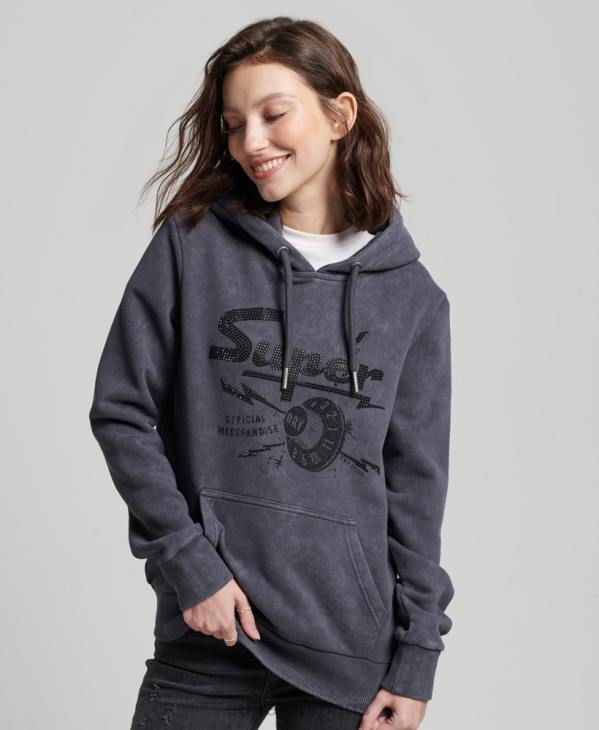 Superdry femmes sweat à capuche vintage merch store D64Z3367 vêtements noir