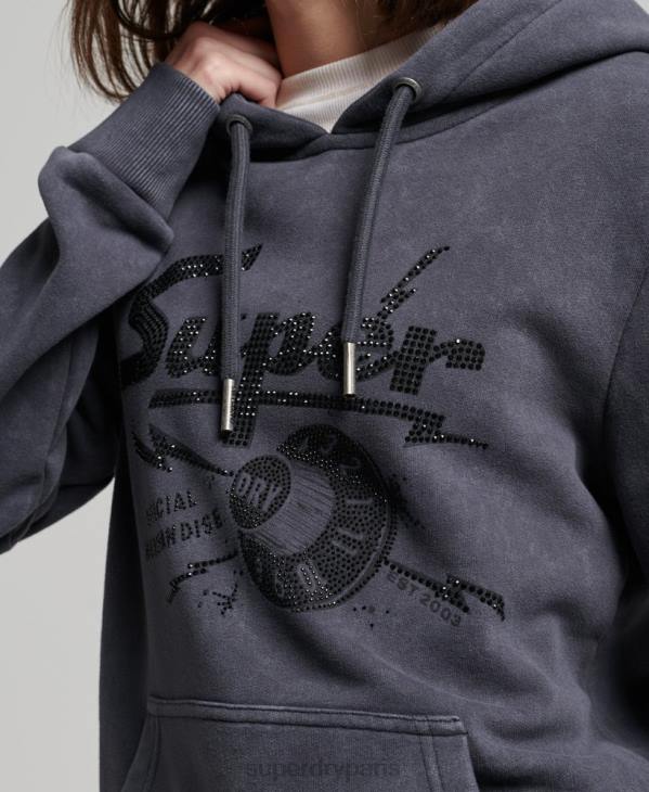 Superdry femmes sweat à capuche vintage merch store D64Z3367 vêtements noir