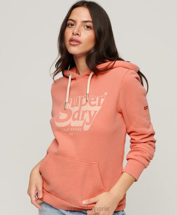Superdry femmes sweat à capuche vintage shadow D64Z2243 vêtements corail