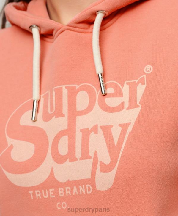 Superdry femmes sweat à capuche vintage shadow D64Z2243 vêtements corail