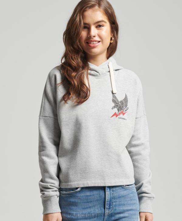 Superdry femmes sweat à capuche vintage surf ranchero D64Z5890 vêtements gris clair