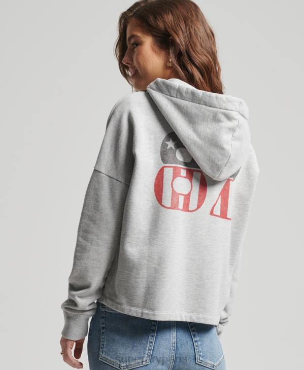 Superdry femmes sweat à capuche vintage surf ranchero D64Z5890 vêtements gris clair