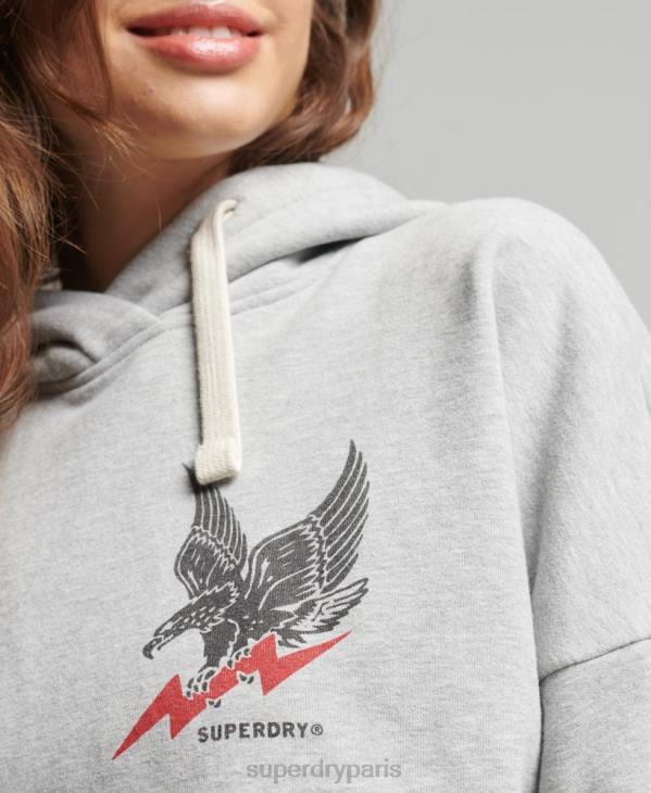Superdry femmes sweat à capuche vintage surf ranchero D64Z5890 vêtements gris clair