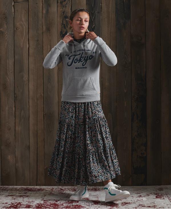 Superdry femmes sweat à capuche workwear D64Z3507 vêtements gris foncé