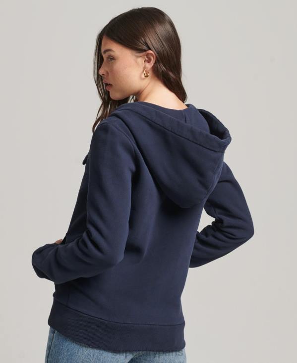 Superdry femmes sweat à capuche zippé arc-en-ciel à logo vintage D64Z6155 vêtements marine