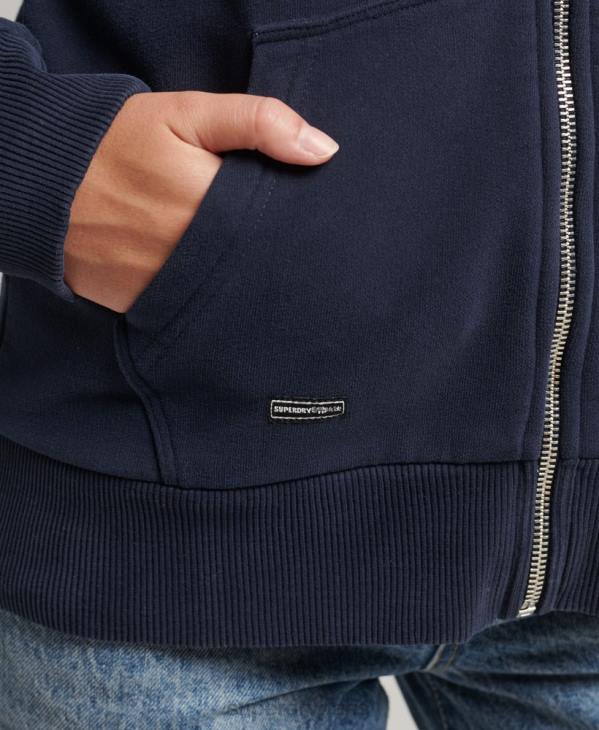 Superdry femmes sweat à capuche zippé arc-en-ciel à logo vintage D64Z6155 vêtements marine