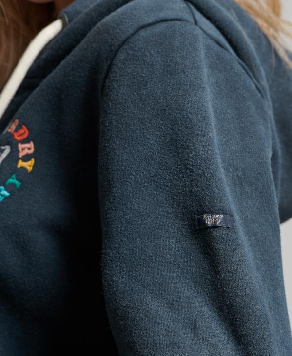 Superdry femmes sweat à capuche zippé arc-en-ciel vintage D64Z2192 vêtements marine