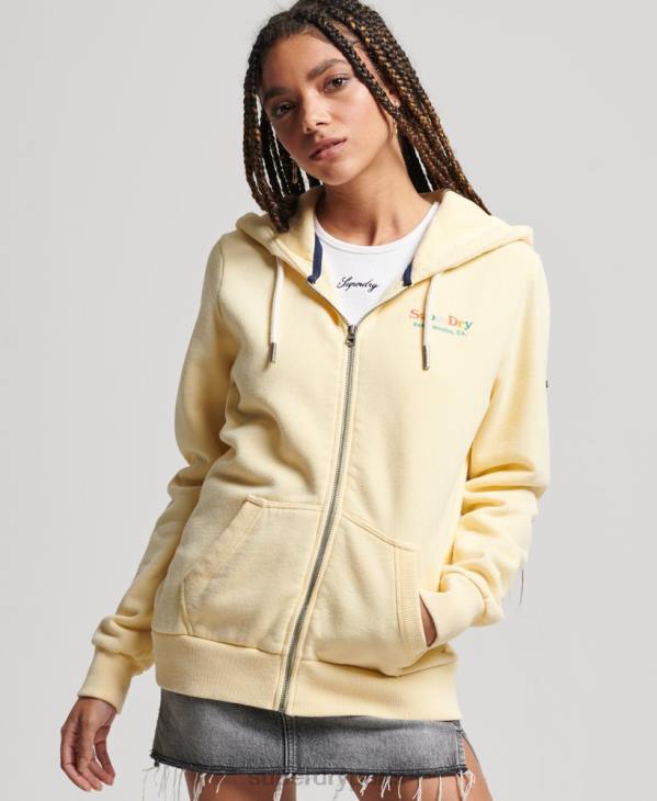 Superdry femmes sweat à capuche zippé arc-en-ciel vintage D64Z2208 vêtements jaune