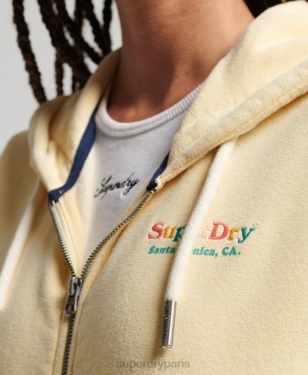 Superdry femmes sweat à capuche zippé arc-en-ciel vintage D64Z2208 vêtements jaune