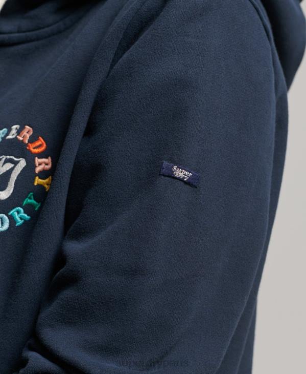 Superdry femmes sweat à capuche zippé arc-en-ciel vintage D64Z2242 vêtements marine