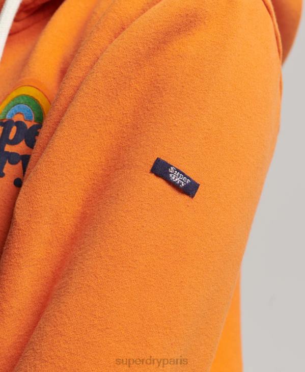 Superdry femmes sweat à capuche zippé arc-en-ciel vintage D64Z2288 vêtements orange