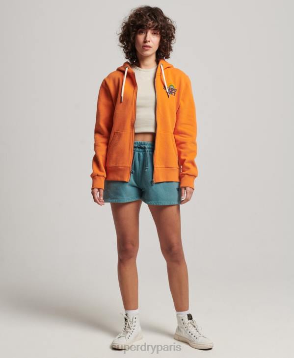 Superdry femmes sweat à capuche zippé arc-en-ciel vintage D64Z2288 vêtements orange