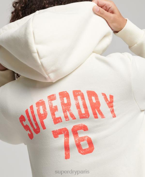 Superdry femmes sweat à capuche zippé athlétique vintage D64Z2251 vêtements blanc