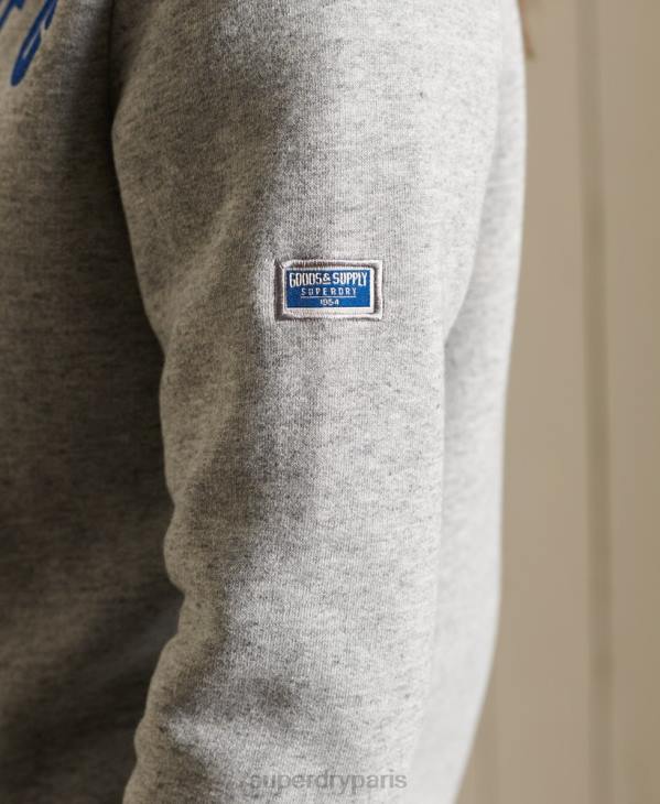 Superdry femmes sweat à capuche zippé avec logo vintage american classics D64Z6104 vêtements gris