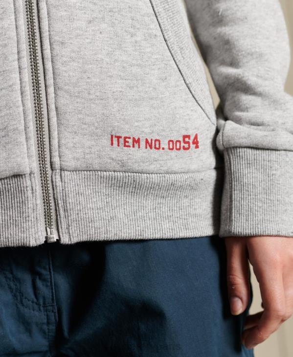 Superdry femmes sweat à capuche zippé avec logo vintage american classics D64Z6104 vêtements gris