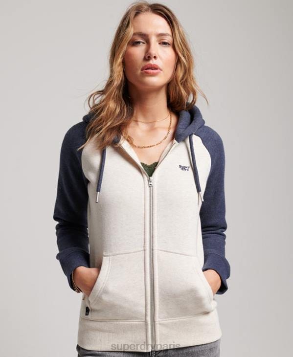 Superdry femmes sweat à capuche zippé baseball logo vintage brodé D64Z3272 vêtements marine