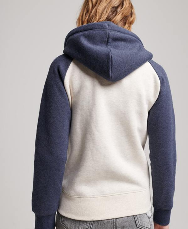 Superdry femmes sweat à capuche zippé baseball logo vintage brodé D64Z3272 vêtements marine