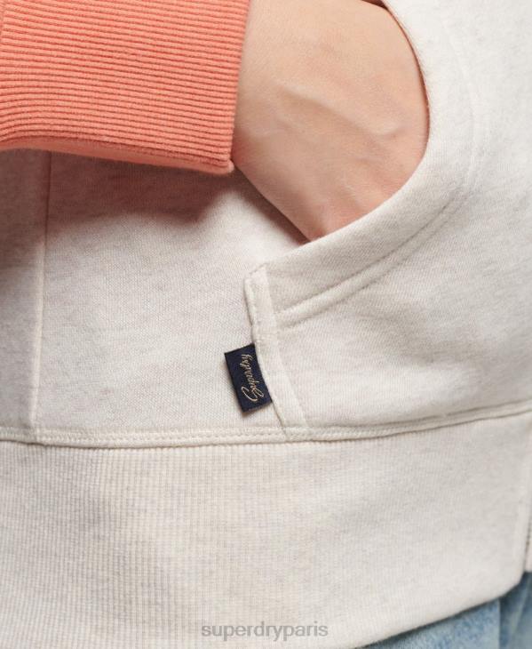 Superdry femmes sweat à capuche zippé baseball logo vintage brodé D64Z3339 vêtements corail
