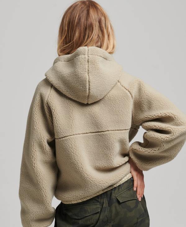 Superdry femmes sweat à capuche zippé borg D64Z5771 vêtements beige