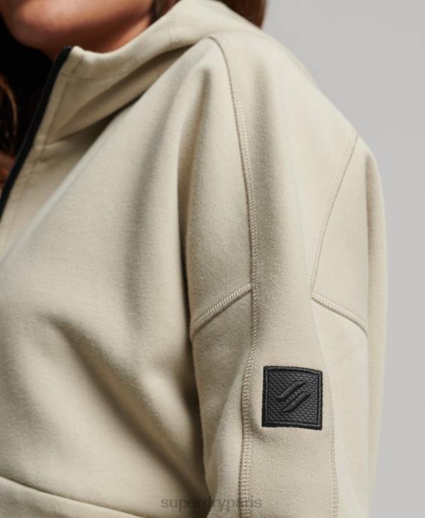 Superdry femmes sweat à capuche zippé code tech D64Z3267 vêtements beige