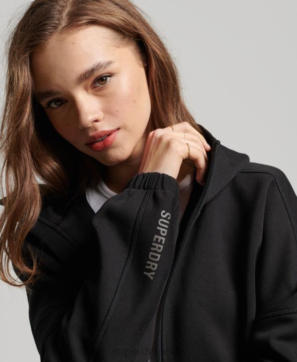 Superdry femmes sweat à capuche zippé code tech D64Z3342 vêtements noir