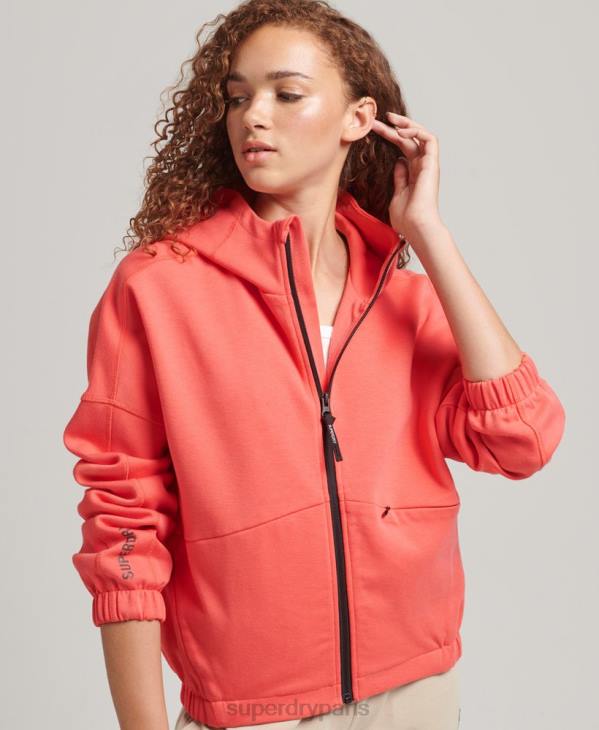 Superdry femmes sweat à capuche zippé code tech D64Z5888 vêtements corail