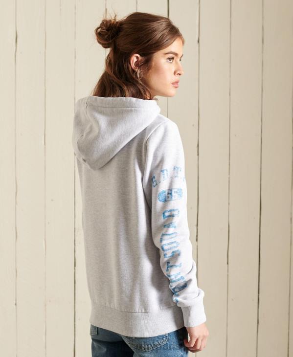 Superdry femmes sweat à capuche zippé d'athlétisme D64Z6085 vêtements gris clair