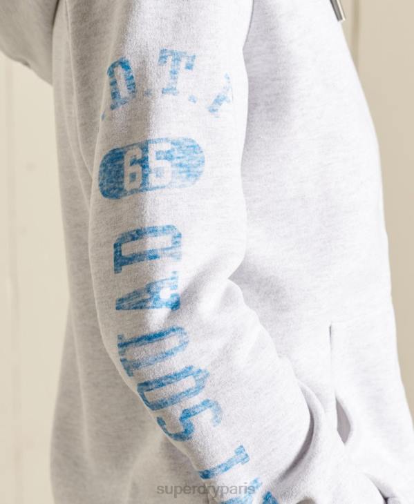 Superdry femmes sweat à capuche zippé d'athlétisme D64Z6085 vêtements gris clair