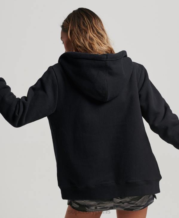 Superdry femmes sweat à capuche zippé doublé borg essential D64Z5741 vêtements noir