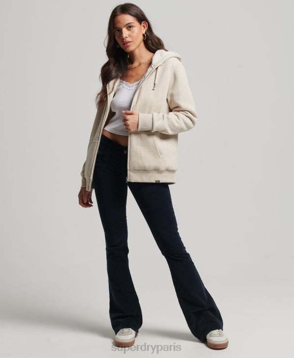 Superdry femmes sweat à capuche zippé doublé borg essential D64Z5743 vêtements crème